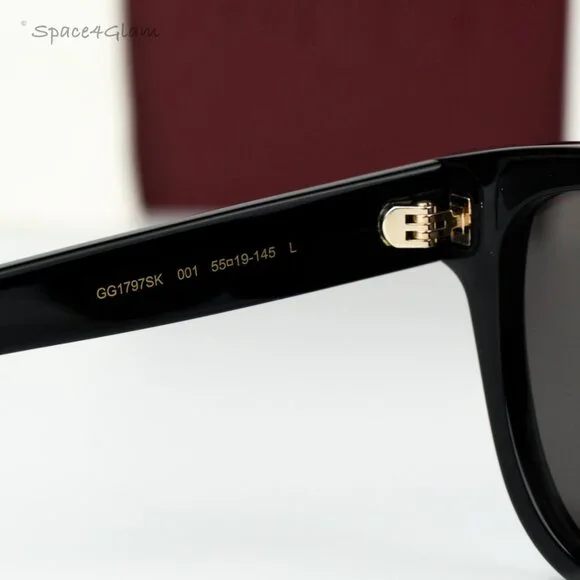 Gucci Women Sunglasses Black Grey Square GG1797SK 001 NEW 